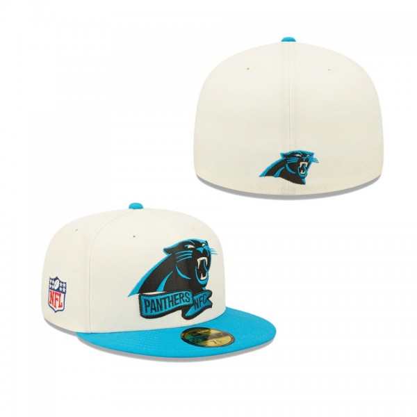 Men's Carolina Panthers Cream Blue 2022 Sideline 59FIFTY Fitted Hat