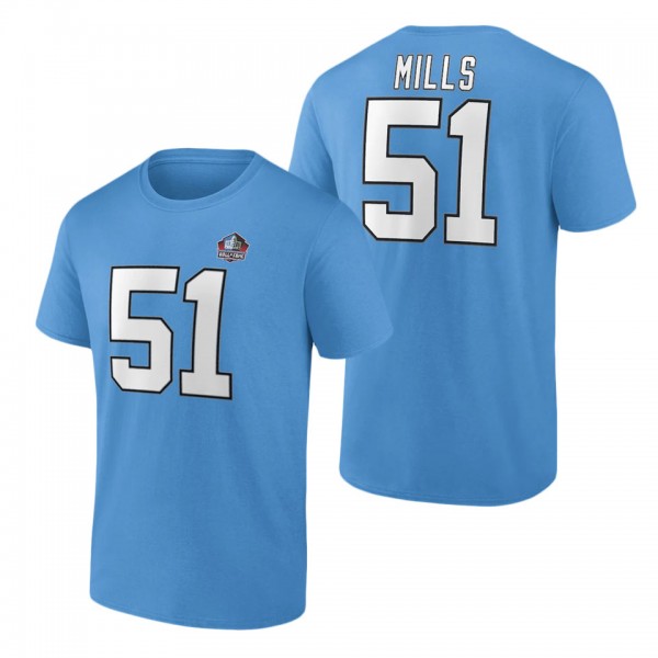 Carolina Panthers Sam Mills Blue Hall of Fame Name & Number T-Shirt