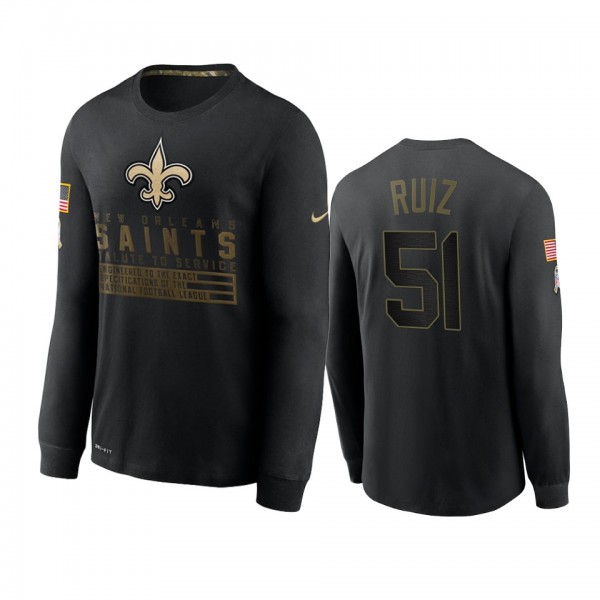 New Orleans Saints Cesar Ruiz Black 2020 Salute To...
