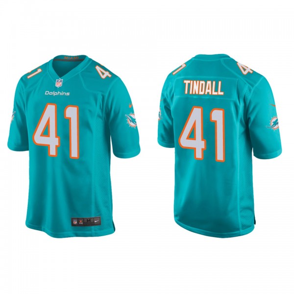 Men's Miami Dolphins Channing Tindall Aqua Game Je...