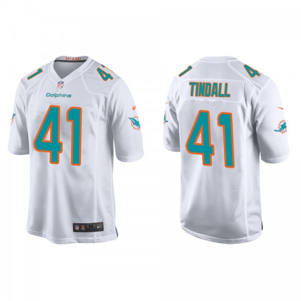 Men's Miami Dolphins Channing Tindall White Game J...
