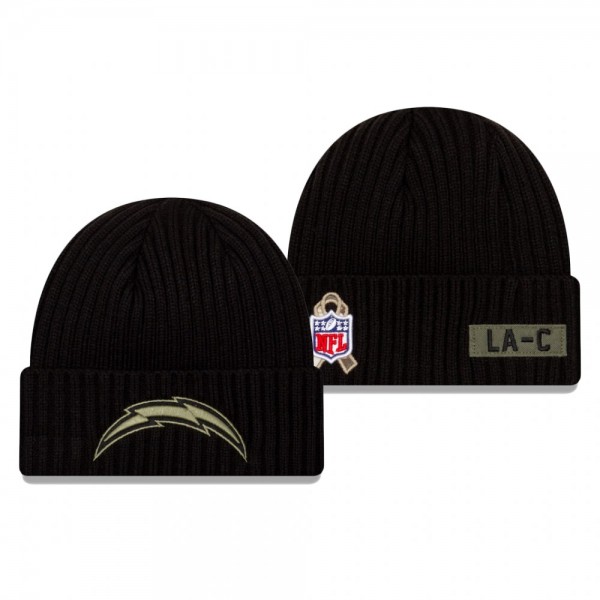 Los Angeles Chargers Black 2020 Salute to Service Cuffed Knit Hat