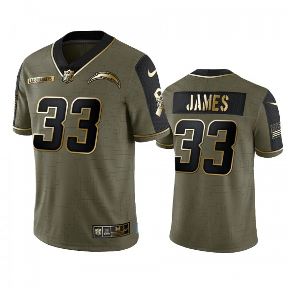 Los Angeles Chargers Derwin James Olive Gold 2021 Salute To Service Limited Jersey