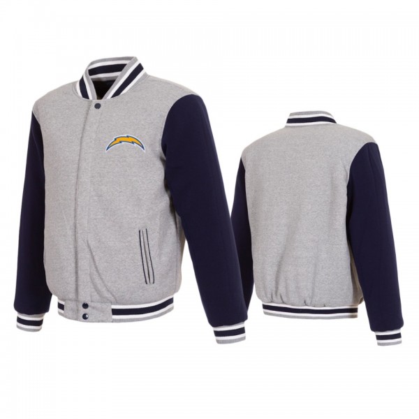Los Angeles Chargers Gray Navy Reversible Fleece F...