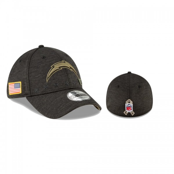 Los Angeles Chargers Heather Black 2020 Salute to Service 39THIRTY Flex Hat