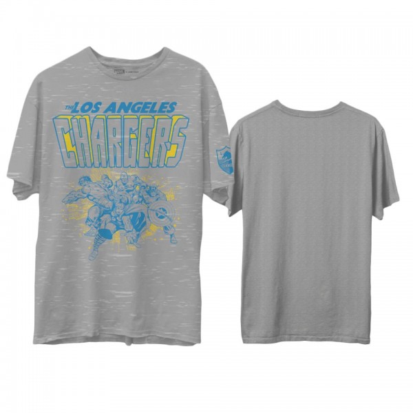 Men's Chargers Junk Food Marvel Heathered Gray T-Shirt