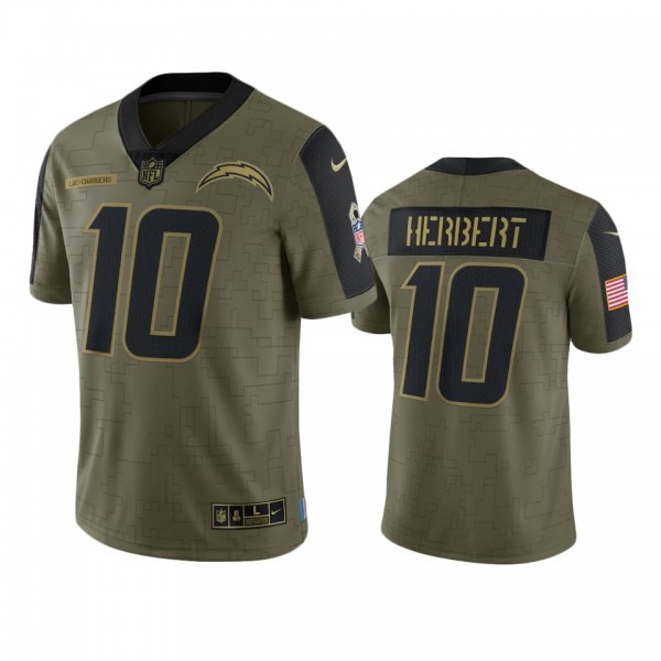 Los Angeles Chargers Justin Herbert Olive 2021 Sal...