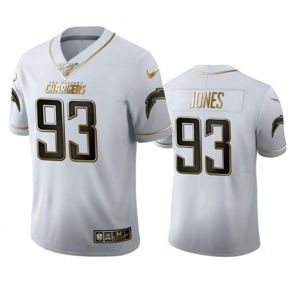 Justin Jones Chargers White 100th Season Golden Edition Jersey