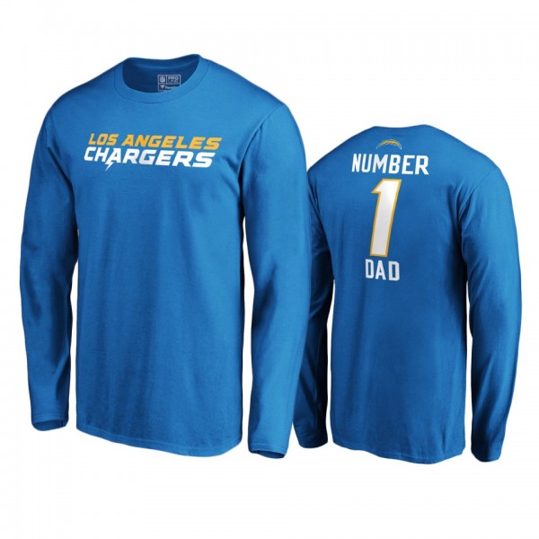 Los Angeles Chargers Light Blue #1 Dad Long Sleeve...