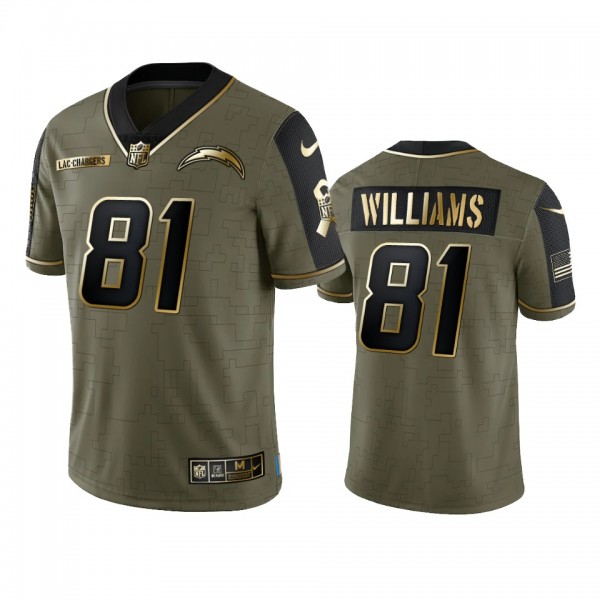 Los Angeles Chargers Mike Williams Olive Gold 2021 Salute To Service Limited Jersey