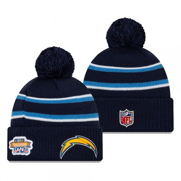 Los Angeles Chargers Navy 2019 Thanksgiving Sideline Cuffed Pom Knit Hat