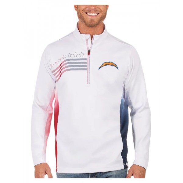 Los Angeles Chargers White Navy Liberty Quarter-Zip Pullover Jacket