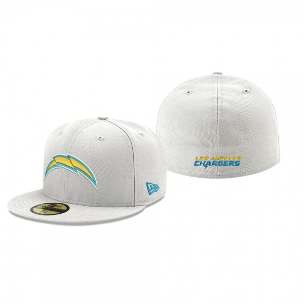 Los Angeles Chargers White Omaha Primary Logo 59FIFTY Fitted Hat