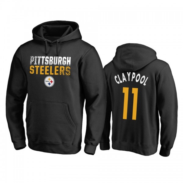 Pittsburgh Steelers Chase Claypool Black Iconic Collection Fade Out Pullover Hoodie