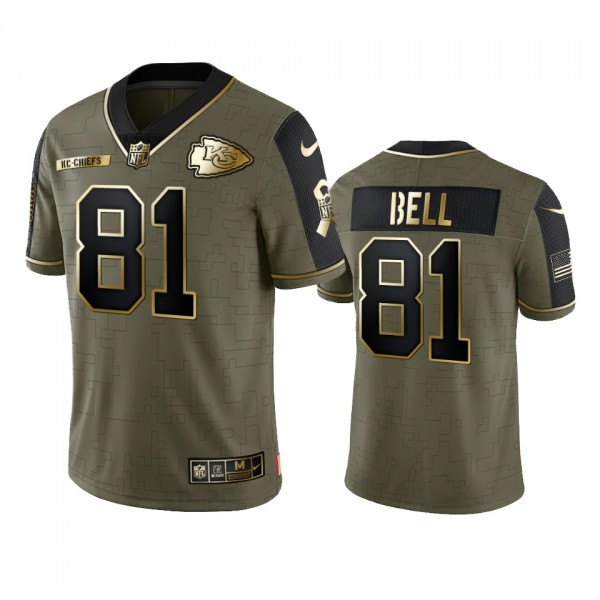 Kansas City Chiefs Blake Bell Olive Gold 2021 Salute To Service Limited Jersey