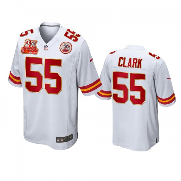 Kansas City Chiefs Frank Clark White 2X Super Bowl Champions Patch Game Jersey