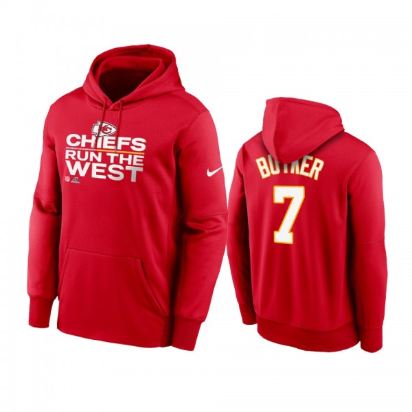 Kansas City Chiefs Harrison Butker Red 2021 AFC West Division Champions Trophy Hoodie
