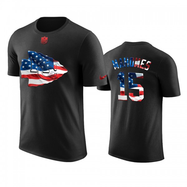 Kansas City Chiefs Patrick Mahomes Black 2020 Independence Day Stars & Stripes T-shirt