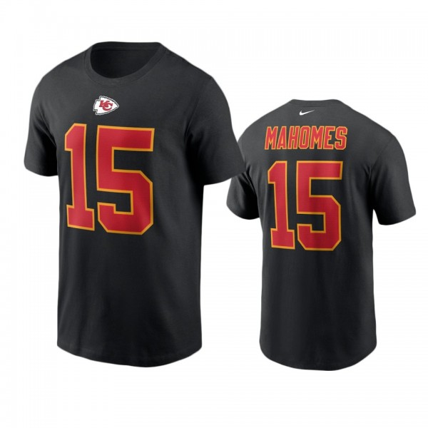 Men's Kansas City Chiefs Patrick Mahomes Black Name & Number T-Shirt