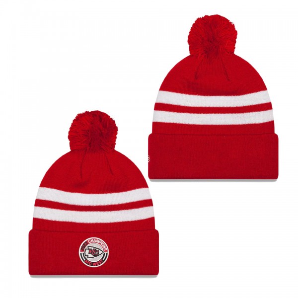 Men's Kansas City Chiefs Red 2023 AFC West Division Champions Cuffed Pom Knit Hat
