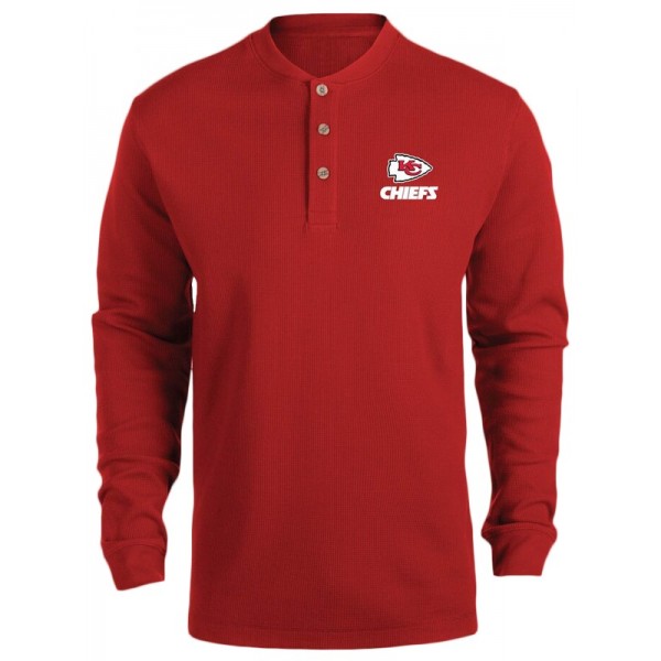 Kansas City Chiefs Red Maverick Thermal Henley Long Sleeve T-Shirt