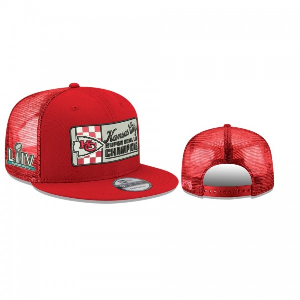 Kansas City Chiefs Red Super Bowl LIV Champs 9FIFTY Adjustable Hat