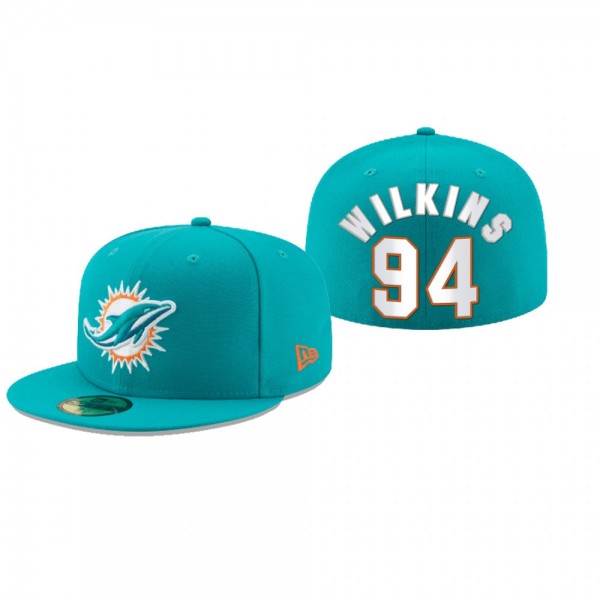 Miami Dolphins Christian Wilkins Aqua Omaha 59FIFTY Fitted Hat