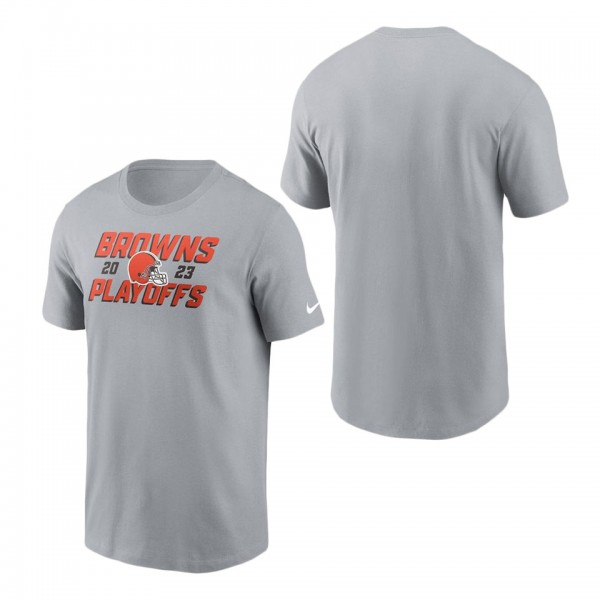 Men's Cleveland Browns Gray 2023 NFL Playoffs Iconic T-Shirt