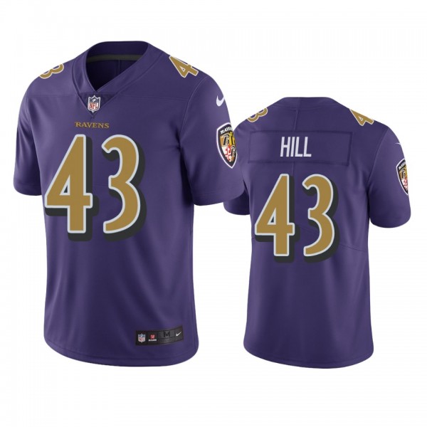 Color Rush Limited Baltimore Ravens Justice Hill Purple Jersey