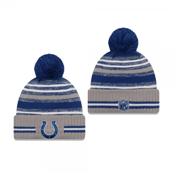 Indianapolis Colts Gray 2021 NFL Sideline Sport Pom Cuffed Knit Hat