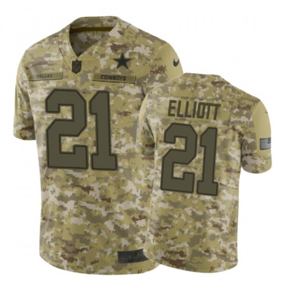 Dallas Cowboys #21 2018 Salute to Service Ezekiel Elliott Jersey Camo -Nike Limited
