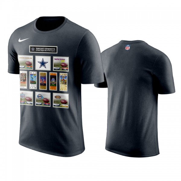Men's Dallas Cowboys Black Super Bowl Champions Ticket and Photo Collage T-shirt