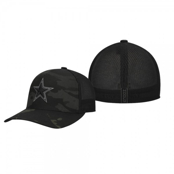 Dallas Cowboys Camo Black Logo Flex Hat