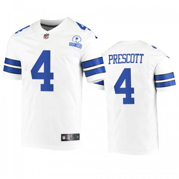 Dallas Cowboys Dak Prescott White 60th Season Vintage Jersey