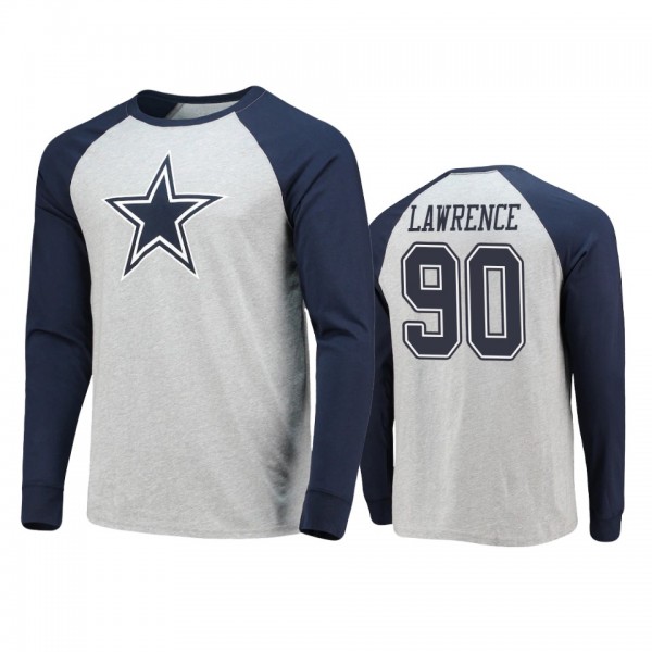 Dallas Cowboys DeMarcus Lawrence Navy Gray Team Logo Powell Raglan Long Sleeve T-Shirt