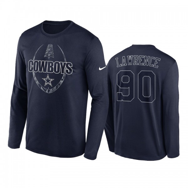 Dallas Cowboys Demarcus Lawrence Navy Icon Legend Performance Long Sleeve T-Shirt