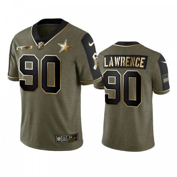 Dallas Cowboys Demarcus Lawrence Olive Gold 2021 Salute To Service Limited Jersey