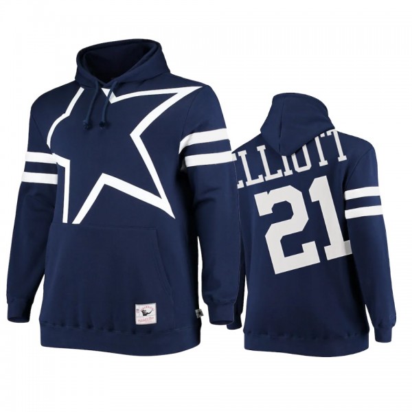 Dallas Cowboys Ezekiel Elliott Navy Big Face Historic Logo Fleece Pullover Hoodie