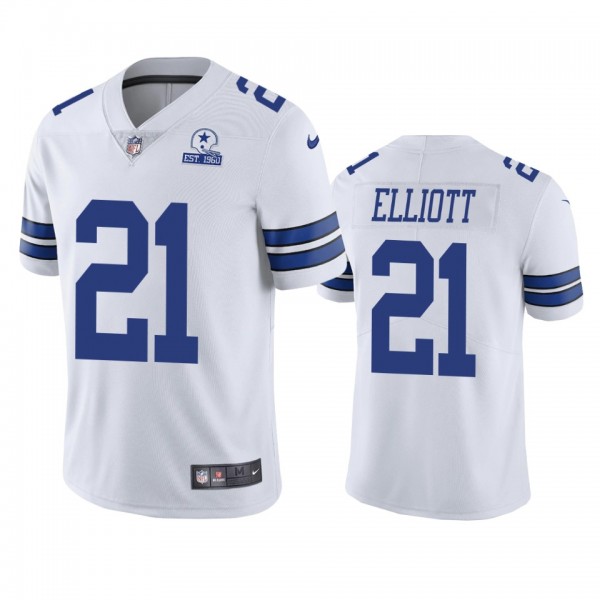 Dallas Cowboys Ezekiel Elliott White 60th Anniversary Vapor Limited Jersey