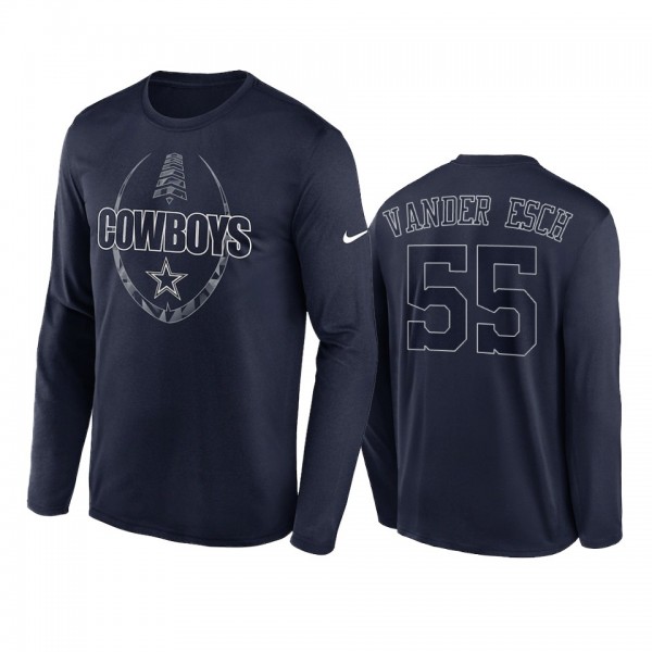 Dallas Cowboys Leighton Vander Esch Navy Icon Legend Performance Long Sleeve T-Shirt