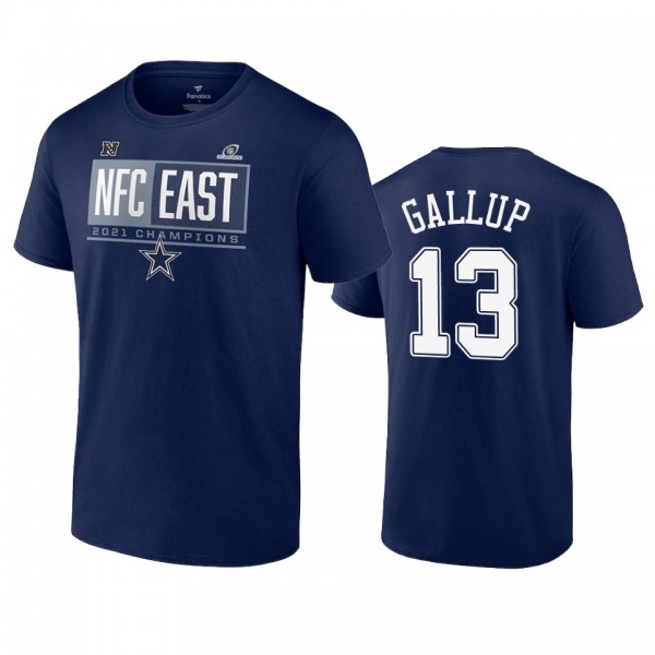 Dallas Cowboys Michael Gallup Navy 2021 NFC East Division Champions Blocked Favorite T-Shirt
