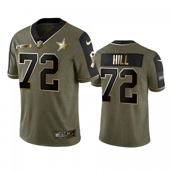 Dallas Cowboys Trysten Hill Olive Gold 2021 Salute To Service Limited Jersey