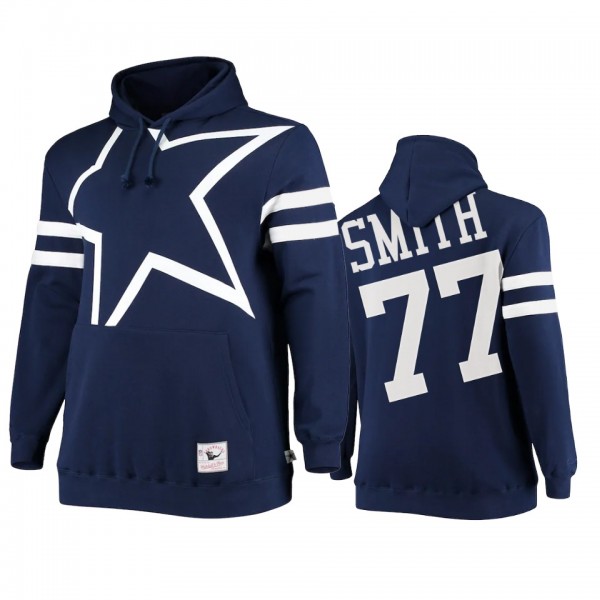 Dallas Cowboys Tyron Smith Navy Big Face Historic Logo Fleece Pullover Hoodie
