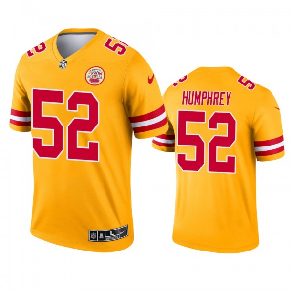 Kansas City Chiefs Creed Humphrey Yellow 2021 Inverted Legend Jersey