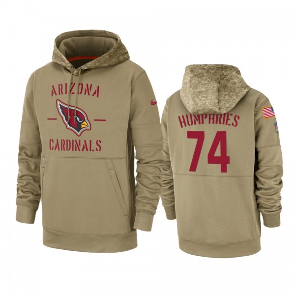 Arizona Cardinals D.J. Humphries Tan 2019 Salute to Service Sideline Therma Pullover Hoodie