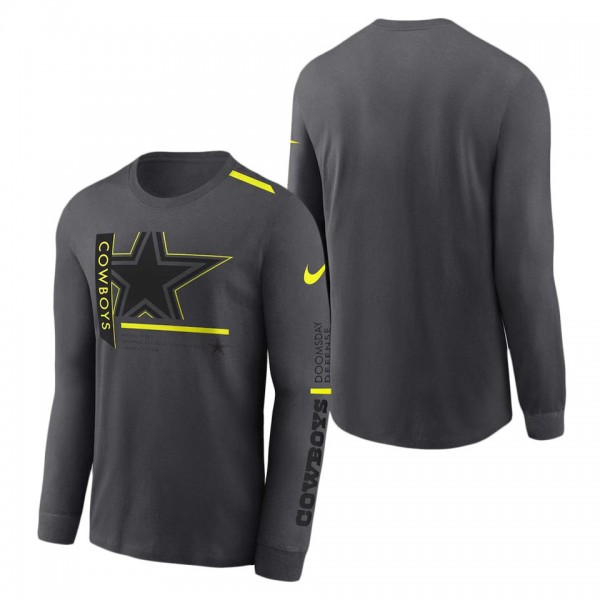 Men's Dallas Cowboys Nike Anthracite Volt Performance Long Sleeve T-Shirt