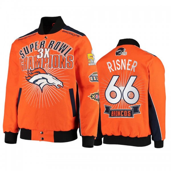 Denver Broncos Dalton Risner Orange Super Bowl Champions Extreme Triumph Commemorative Full-Snap Jacket