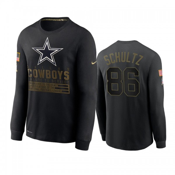 Dallas Cowboys Dalton Schultz Black 2020 Salute to Service Sideline Performance Long Sleeve T-shirt