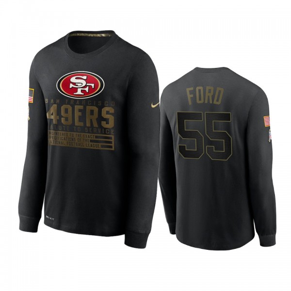 San Francisco 49ers Dee Ford Black 2020 Salute to Service Sideline Performance Long Sleeve T-shirt