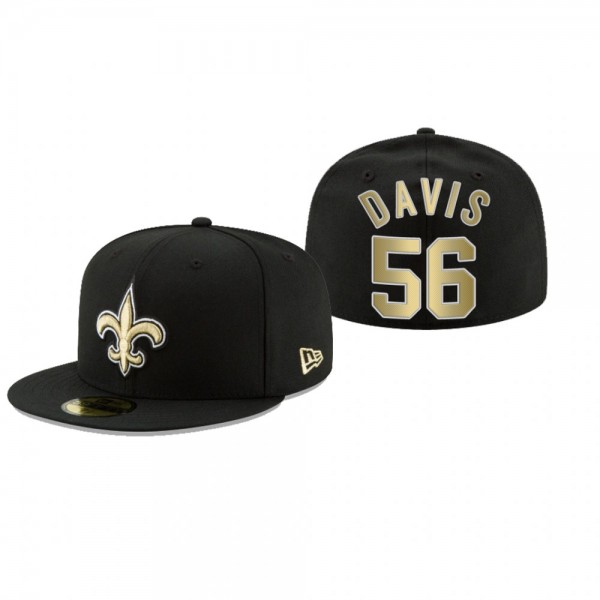 New Orleans Saints Demario Davis Black Omaha 59FIFTY Fitted Hat